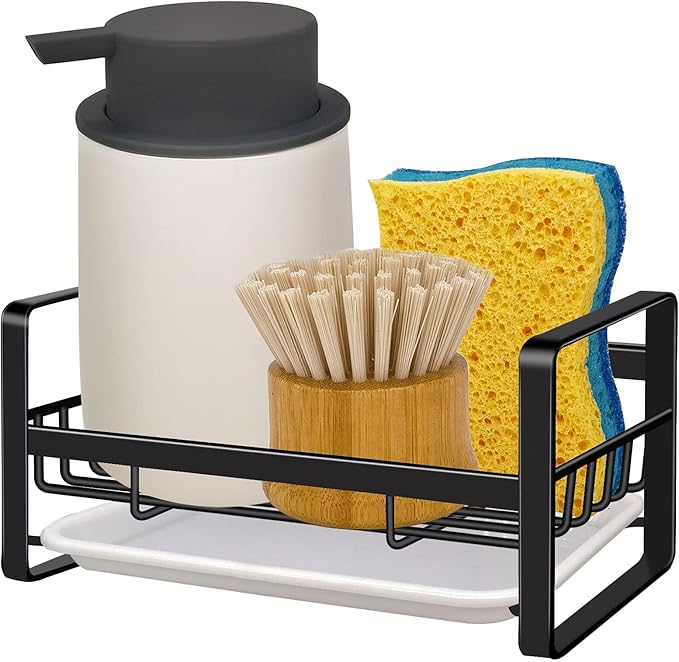 VANTEN Kitchen Sink Caddy Sponge Holder Organizer, Sink Tray Drainer Rack