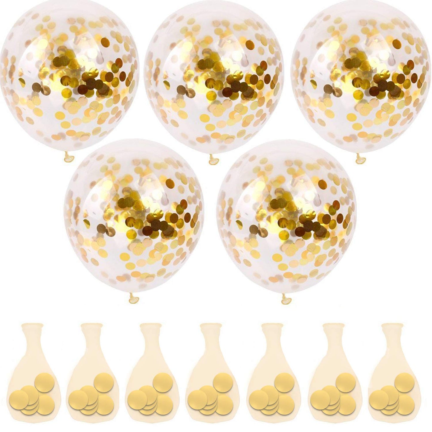 50pcs Gold Confetti Latex Balloons, 12 inch Gold Balloons with Golden Paper Dots for Graduation Wedding Birthday Party Decorations