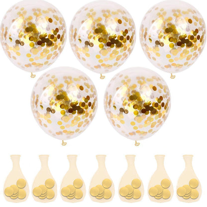 50pcs Gold Confetti Latex Balloons, 12 inch Gold Balloons with Golden Paper Dots for Graduation Wedding Birthday Party Decorations