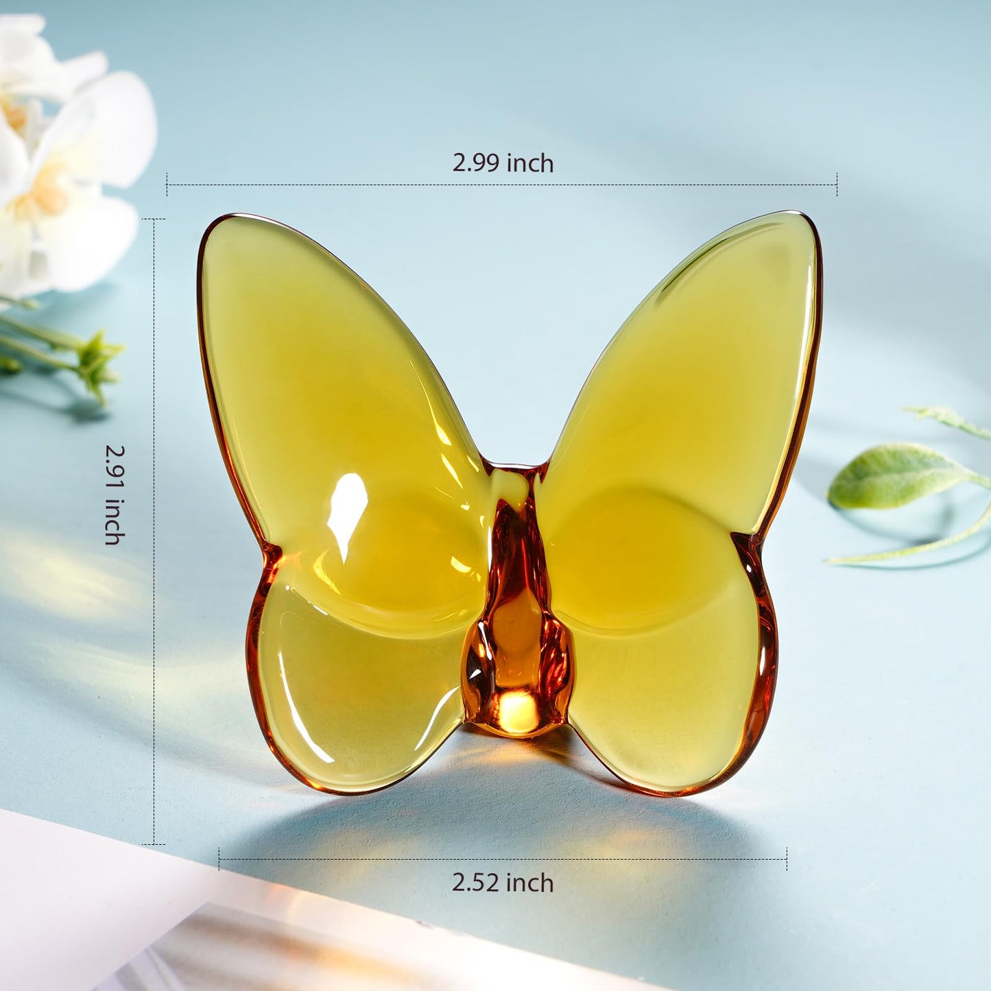 Lioaeust Crystal Butterfly Figurines,Flying Butterfly Figurine Decor Crystal Cut Glass Butterfly Ornament Statue Animal Collectible Home Ornament Decor