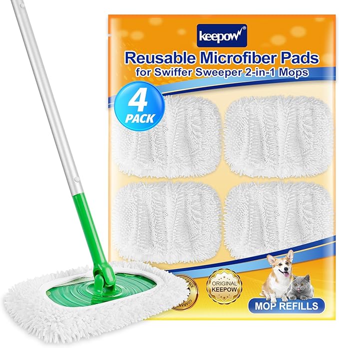 KEEPOW Reusable Microfiber Mop Pads Compatible