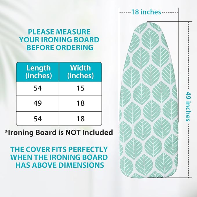 Seiritex Wide Ironing Board Cover and Pad 18 x 49 inch Heat Reflective