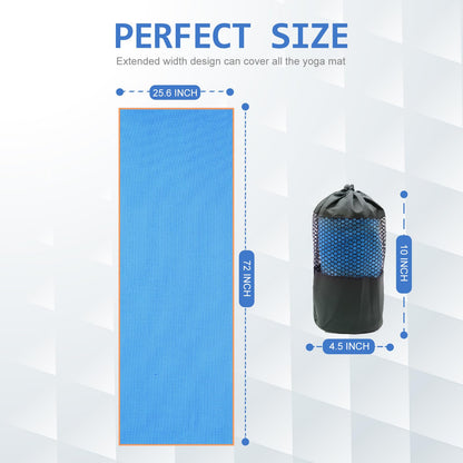 Eunzel Hot Yoga Towel - Microfiber Non Slip Yoga Mat Towel with Grip Dot Sweat Absorbent Towel for Hot Yoga, Pilates and Fitness 72" x 24", Dark Cyan/Orange