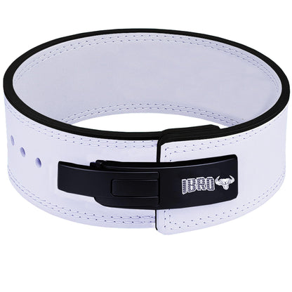 IBRO Powerlifting Lever Gym Belt ? Power 10MM Extreme Heavy Duty Genuine Leather Belts - Squats Deadlifts Bodybuilding Weight Lifting IPF Power Lifting Strongman for Men 10mm AllWhite M