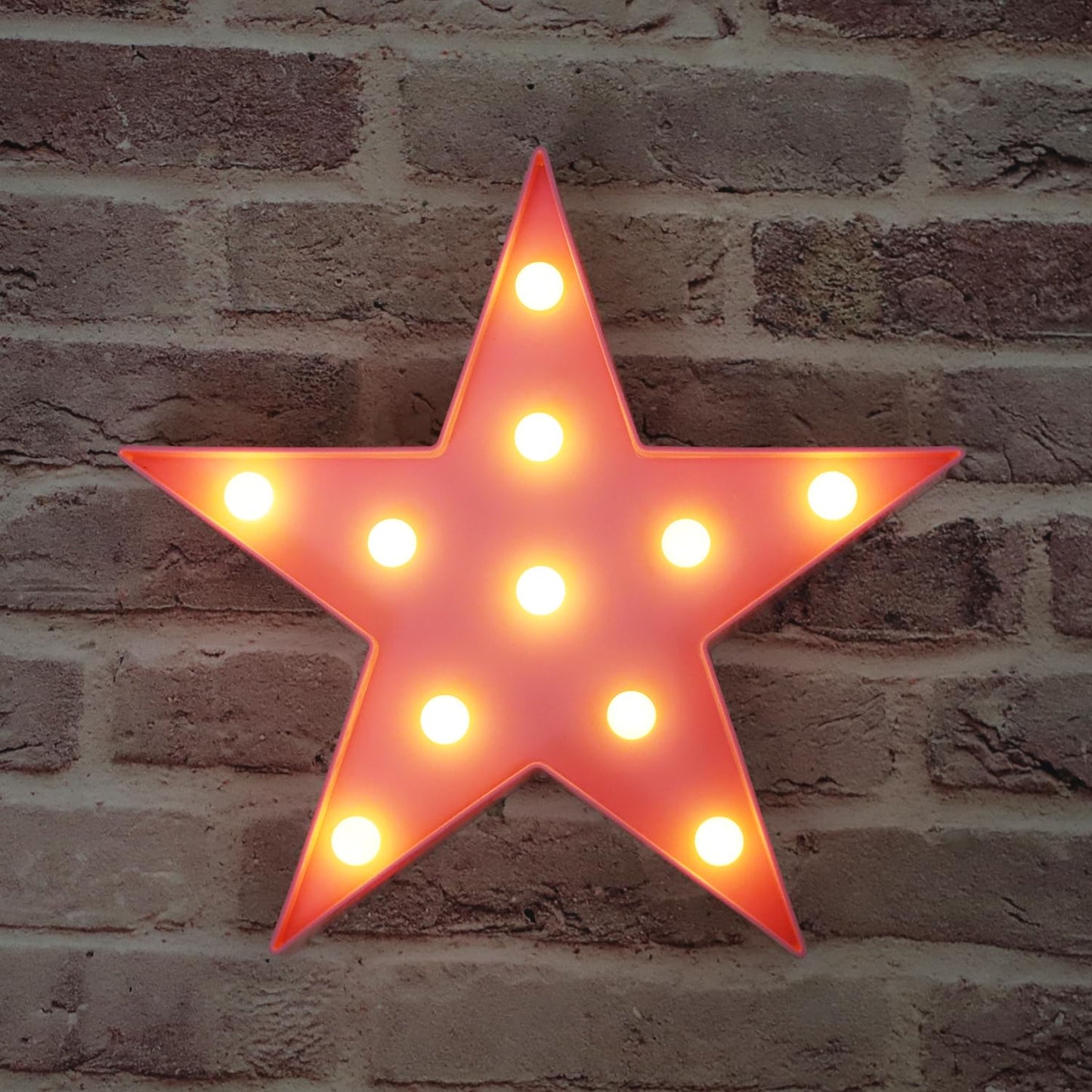 LED Marquee Star Signs Night Lights, Battery Operated Star Shaped Desk Table Lamp for Kids, Baby, Child, Girl Gift, Nursery Room, Wall Decor-Pink