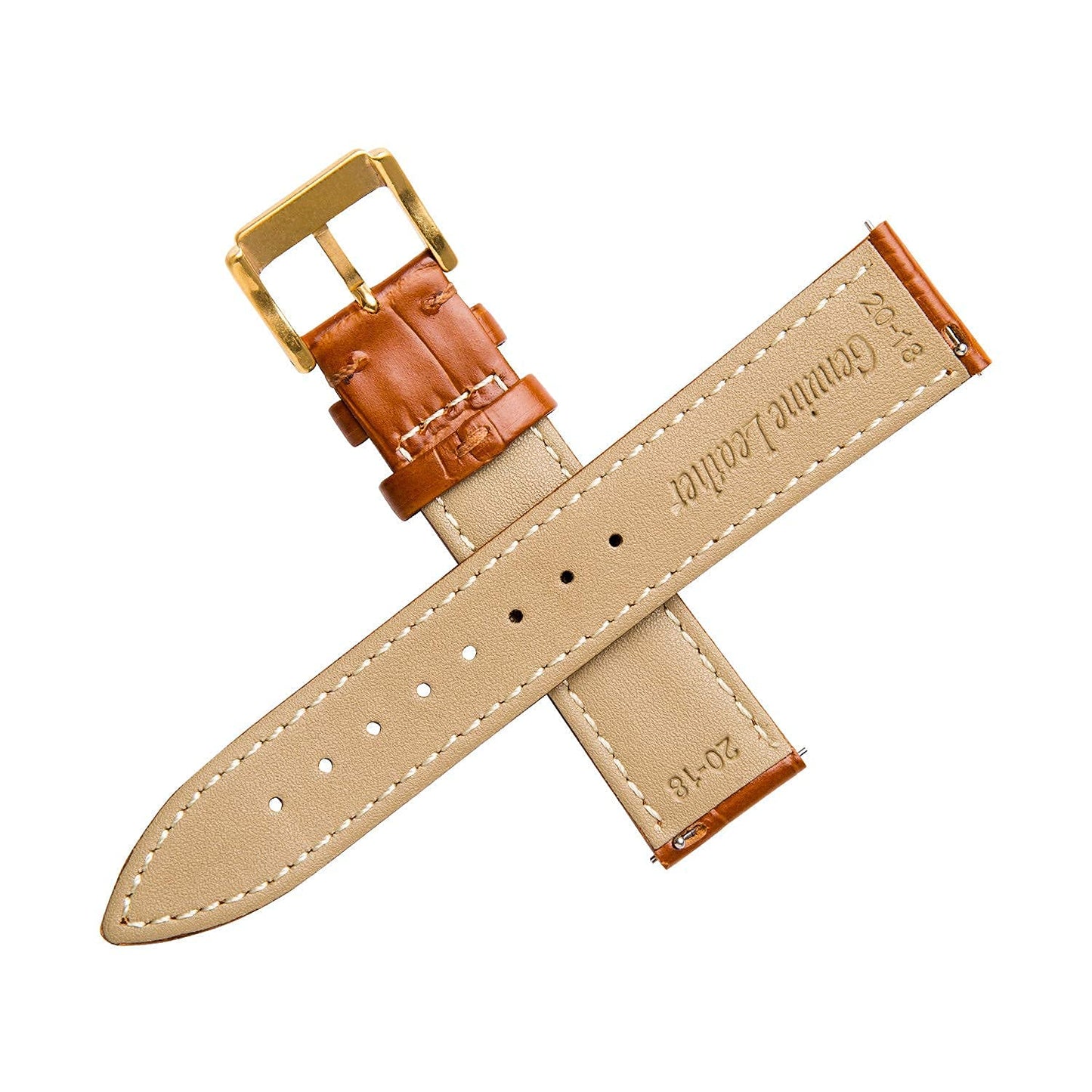 Spolife Leather Watch Straps for Men, Genuine Leather Replacement Bands, Stainless Steel Buckle, Quick Release Replacement Watchbands 16mm 18mm 19mm 20mm 22mm (with Watchstrap Pins,Repair Tool)