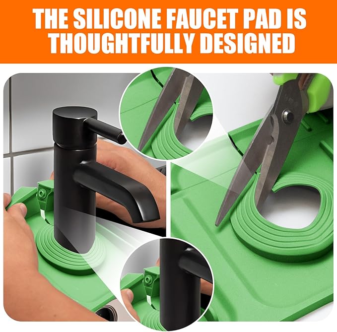 Green 24" Button Style Faucet Drip Catcher – Silicone Faucet Mat