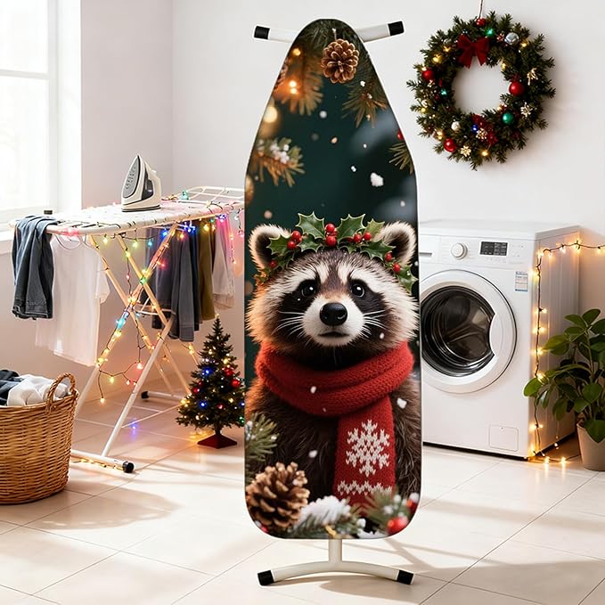 Nuxovilar Ironing Board Covers Winter Raccoon Pattern Polyester 15x54 Inches