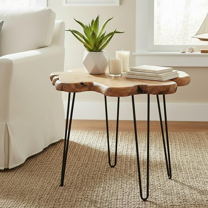 WELLAND Live Edge Cedar Coffee Table 32" W x 32" D x 20.5" H Rustic Round Table