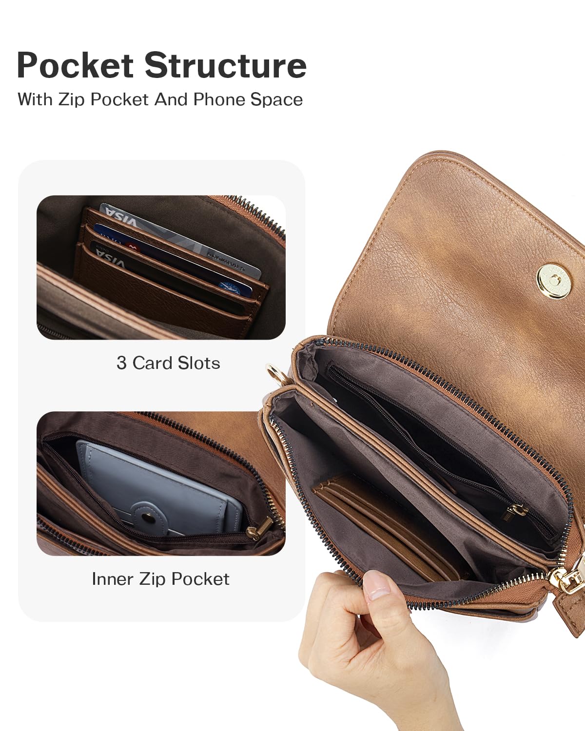 CHOLISS Small Crossbody Bags for Women, Vegan Leather Cell Phone Purse, Mini Travel Purse with Adjustable Strap