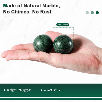 Learay 2Pcs Baoding Balls, Baoding Balls for Hand Therapy, Chinese Health Exercise Massage Balls with Carry Pouch for Stress Relief Meditation Ball(Green/1.57 inch)