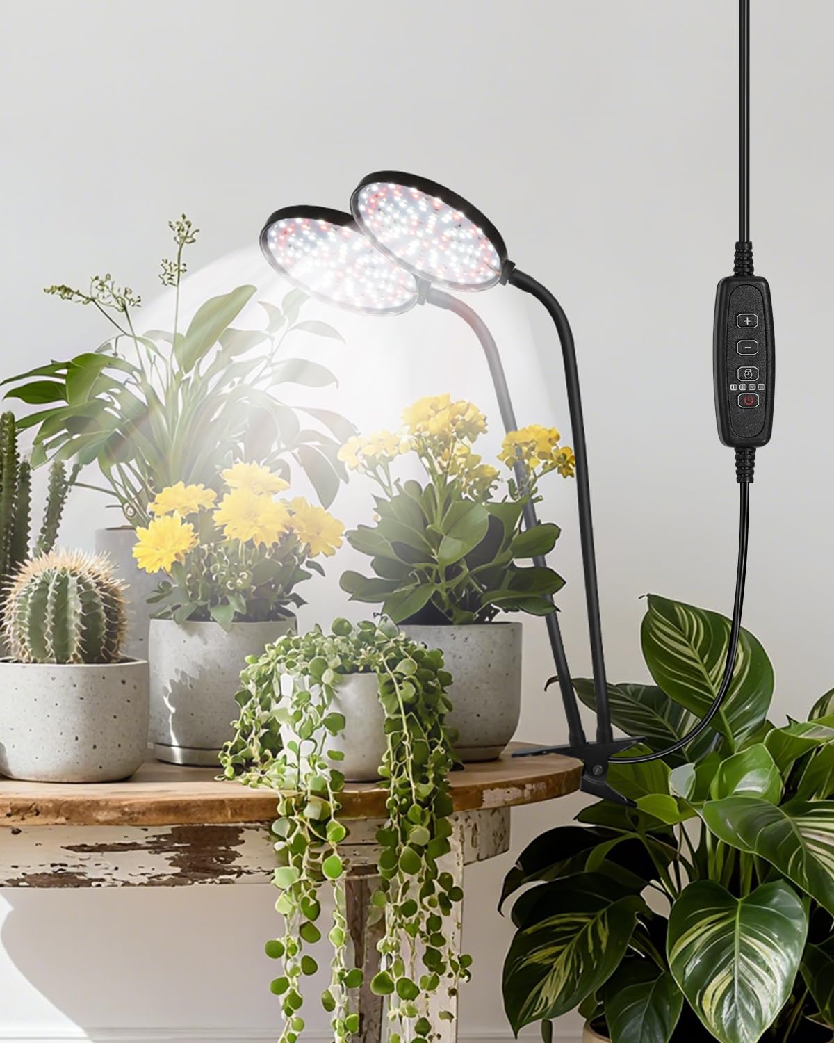 Grow Lights for Indoor Plants Full Spectrum, Clip On Plant Light with Timer 4/8/12/18H, Adjustable Gooseneck, 5 Dimming Levels, LED Grow Lamp for Houseplants