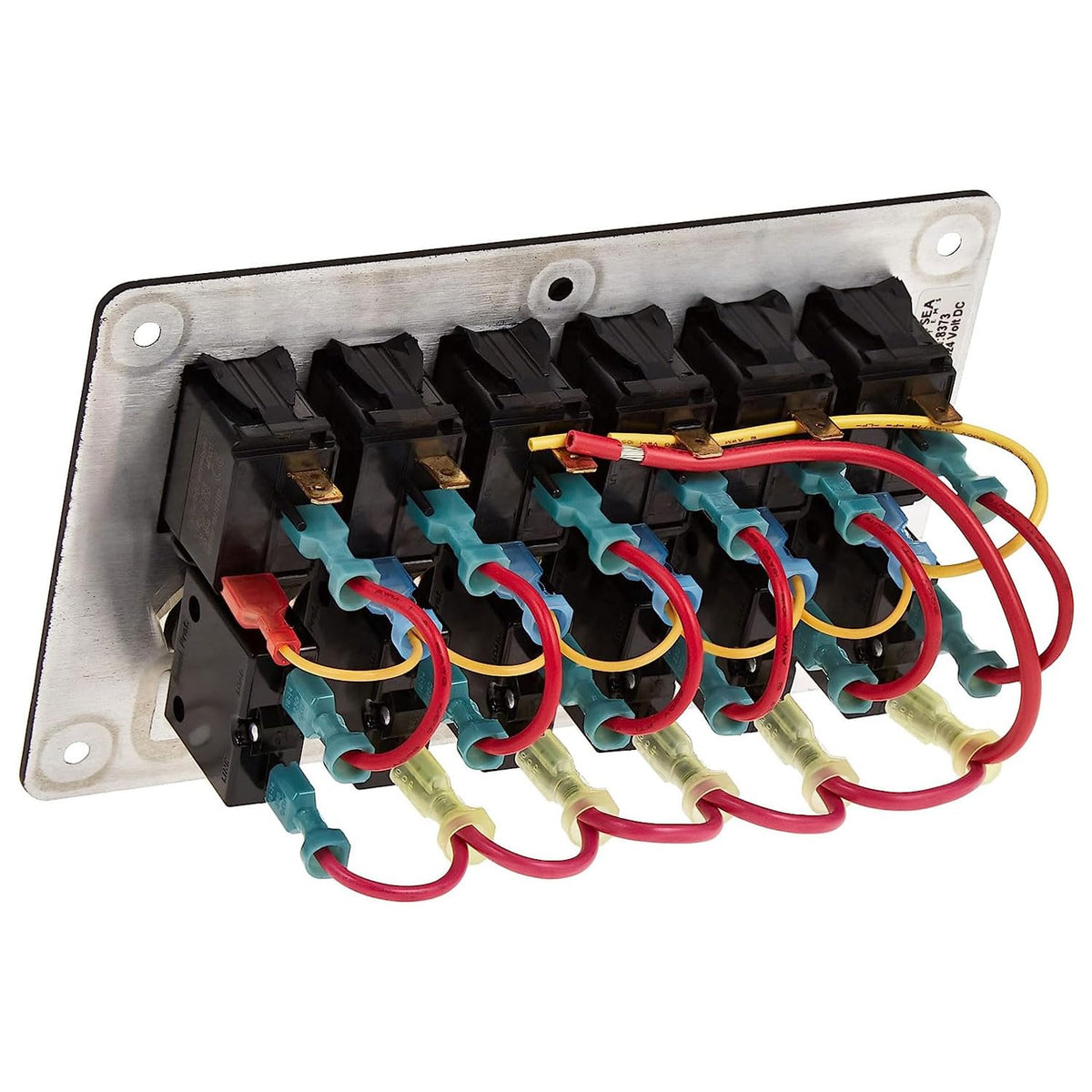 Blue Sea Systems 8373 Water Resistant Circuit Breaker Panel, 6 Position, Black