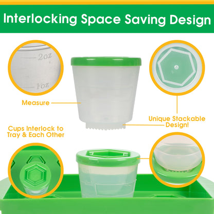 Baby Food Storage Containers w Write What You Want Lids (12 Pk) - 2oz Reusable Leakproof Plastic Jars & Tray- Freezer, Microwave & Dishwasher Safe- BPA/PVC Free, Compatible w Bullet Blender, Gift