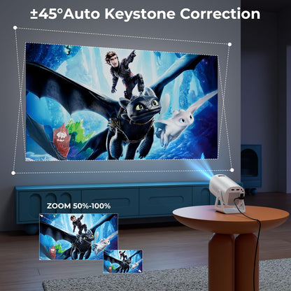 TransarJect Portable WiFi and Bluetooth Projector - 4K 1080P Supported Android Smart Mini Movie Projector, 270°Adjustable Stand Outdoor Home Star Projector with Ambient Light for Phone TV Stick Laptop