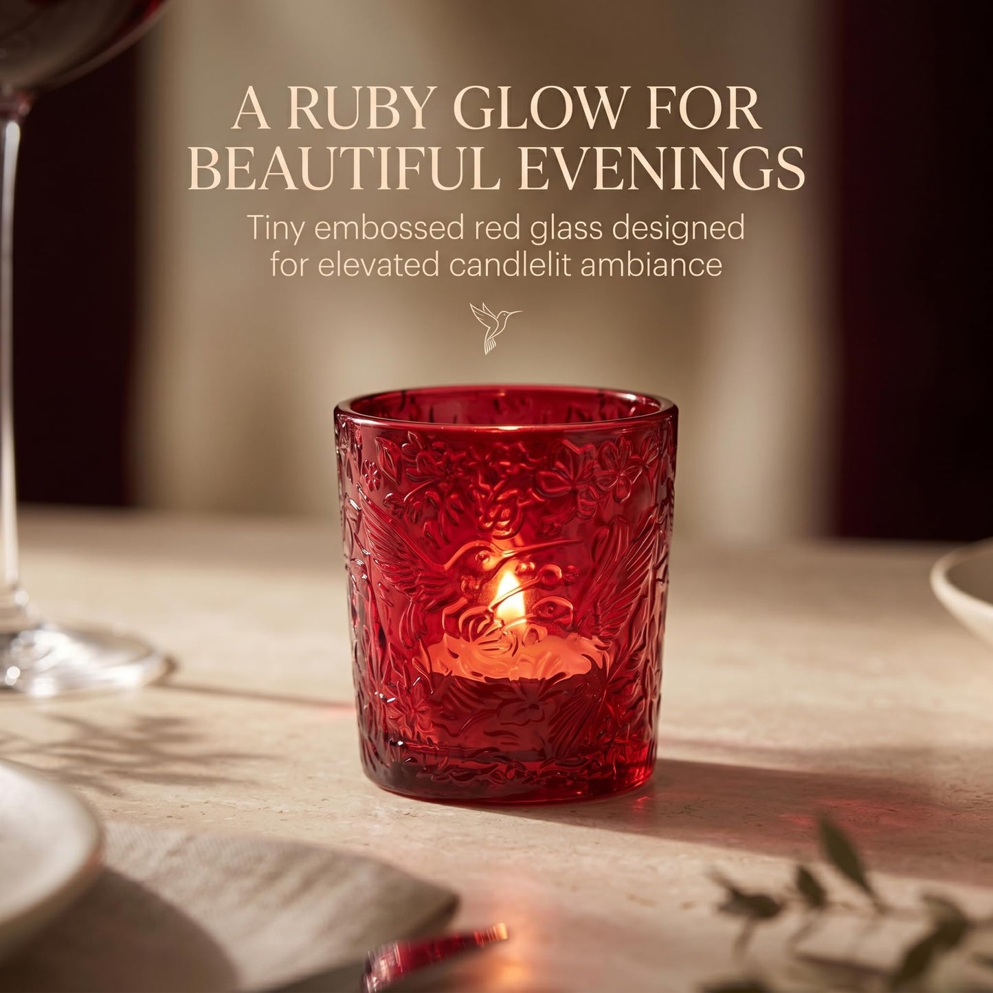 Ruby Red Hummingbird Tealight Holders, 6 Pack