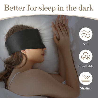 100% Mulberry Silk Sleep Mask Eye Mask for Women Man with Adjustable Band, for Side Sleeper Blackout Sleep Mask for Travel Rest and Office Large Size (Taupe)