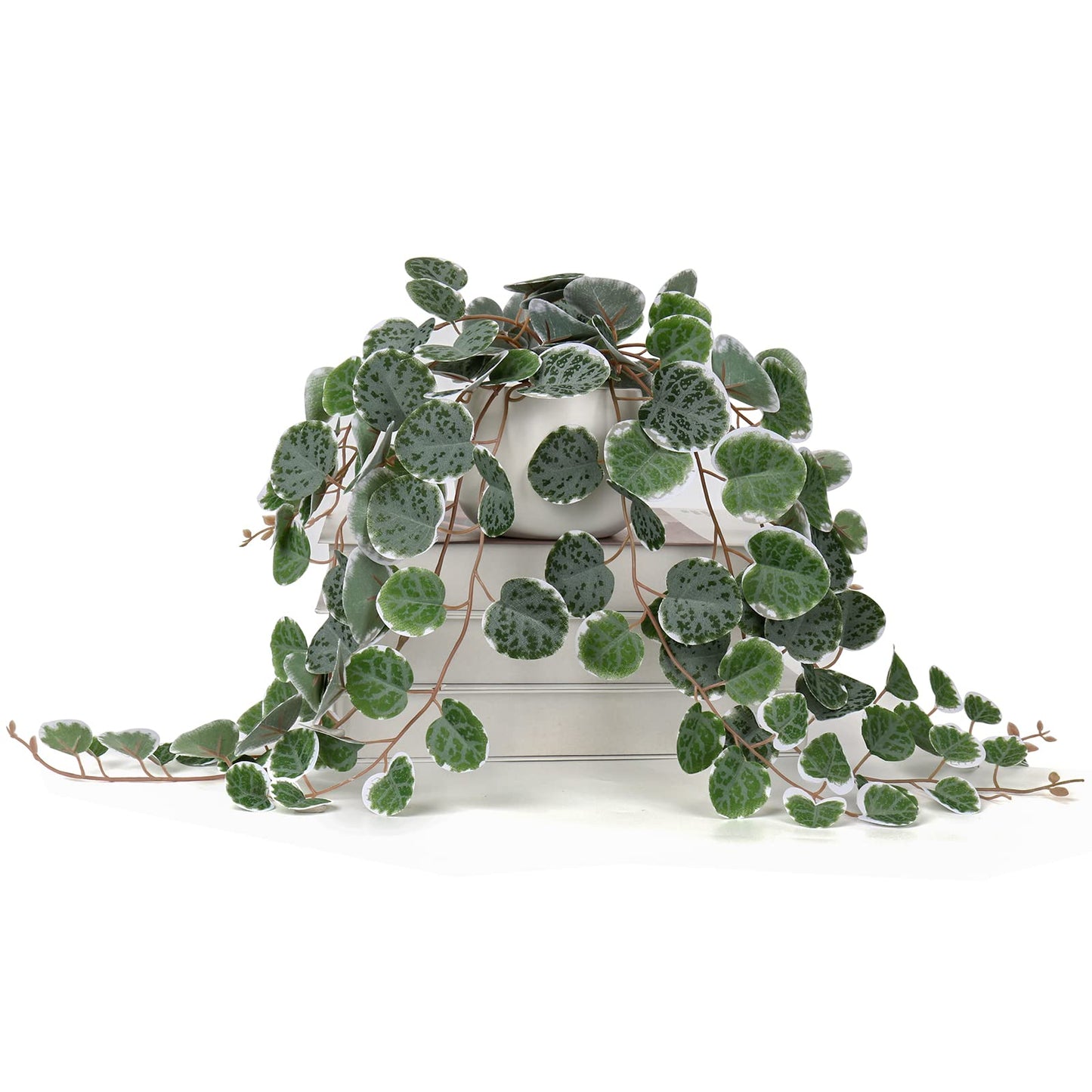 Briful Fake Plants Indoor 16'' Artificial String of Hearts Plants with Ceramic Pot Faux Draping Vine Plants for Home Bathroom Table Shelf Office Hotel Decor
