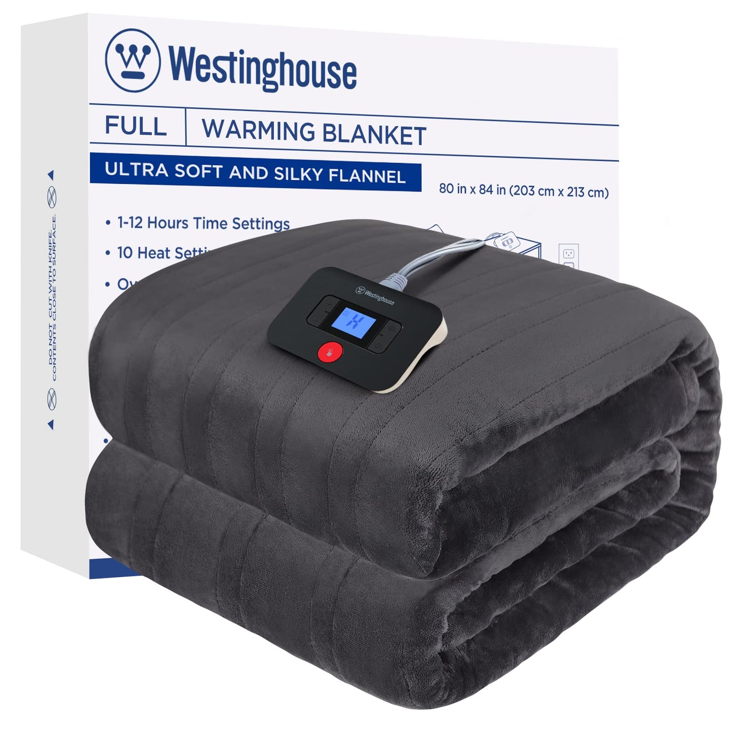 Westinghouse Electric Blanket Heated Throw, Super Cozy Soft Flannel 50"" x 60"" Heated Throw with 6 Fast Heating Levels & 2-10 Auto-Off, Machine Washable, ETL&FCC Certification, Navy Blue