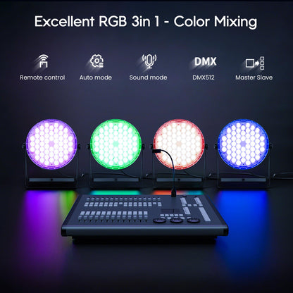 BETOPPER Par Lights with Remote Control, 54x3W LED RGB 3-in-1 Stage Lights DMX DJ Lighting Fixtures, Superior Brightness Strobe Light & Wash Light for Party, Concert, Church, Wedding, Bar,8 Pack