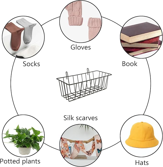 10 PCS Wire Baskets Wall Grid Panel Hanging Wire Basket Hanging Wall Baskets No