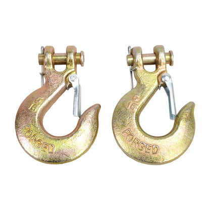 TBAPFS 2 Pack 5/16" Inch Clevis Grab Hooks G70 Steel Chain Slip Hook with Safety Latch 14000 Lbs Capacity Working with Towing and Chain