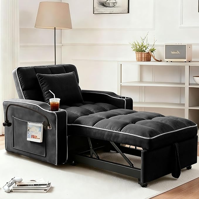 Convertible Sleeper Chair Bed, Pull Out Chair Sleeper