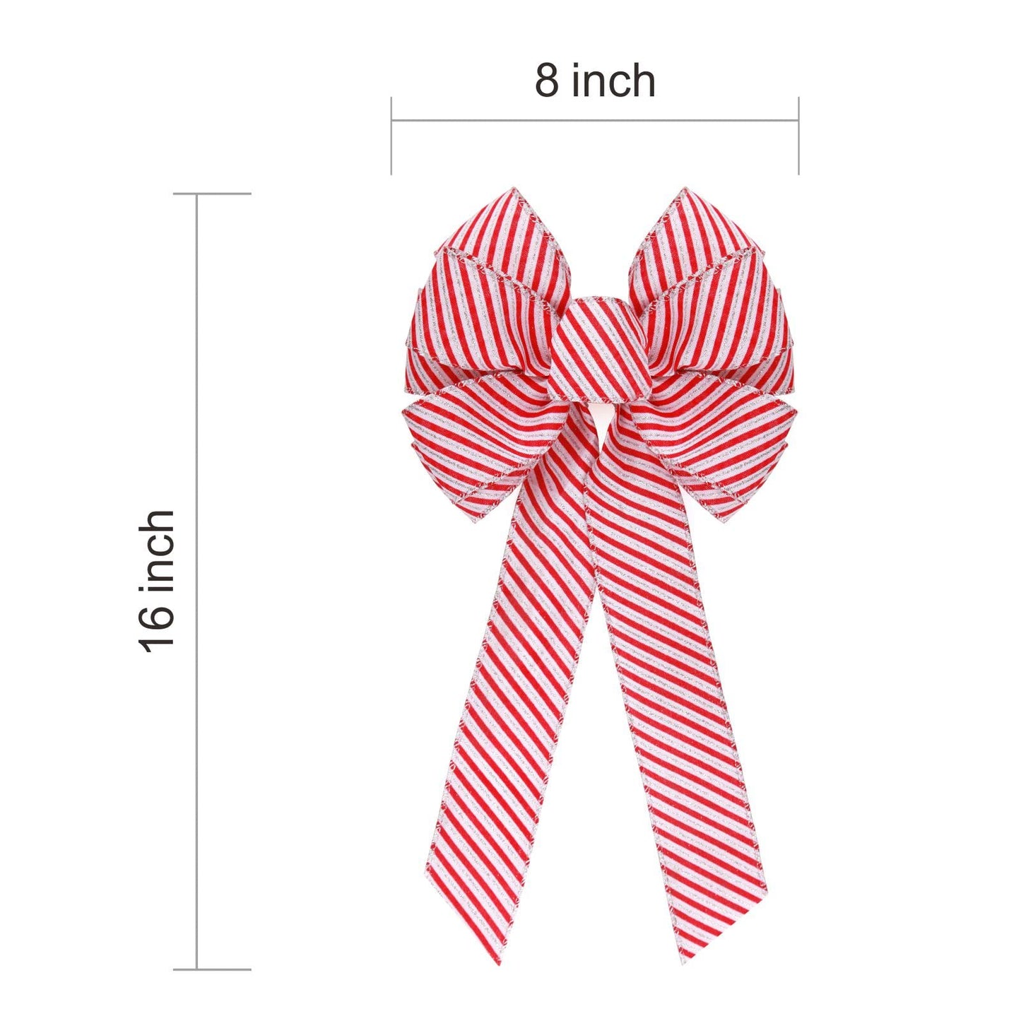 Meseey 2 Pcs 16 x 8 Inch Large Christmas Candy Red Bows Wreaths Peppermint Bow for Gift Wrapping Tree Topper Front Door Home Decorations