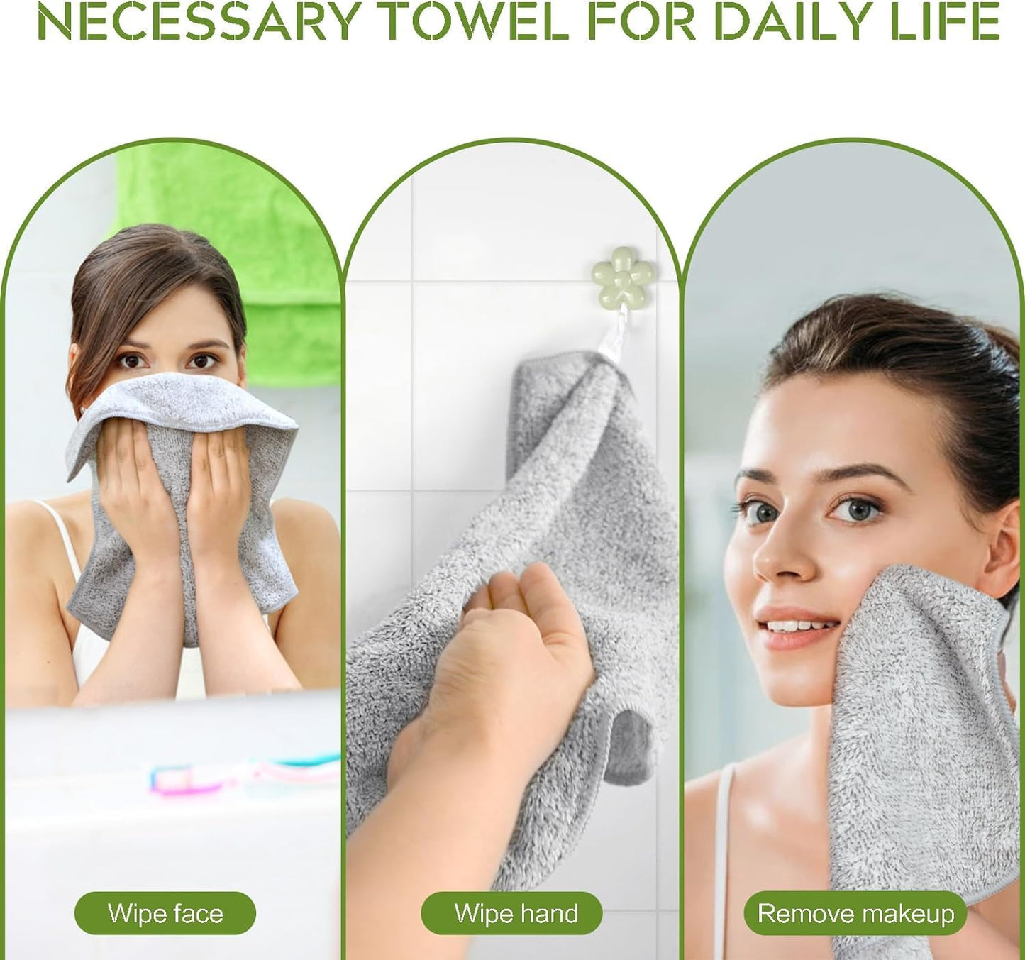 SINLAND 6 Pack Microfiber Face Towels Ultra Soft Bamboo Charcoal Facial Washcloths Reusable Makeup Remover Cloths Face Cloth for Bath 12Inch x 12Inch