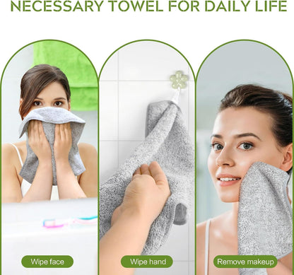 SINLAND 6 Pack Microfiber Face Towels Ultra Soft Bamboo Charcoal Facial Washcloths Reusable Makeup Remover Cloths Face Cloth for Bath 12Inch x 12Inch