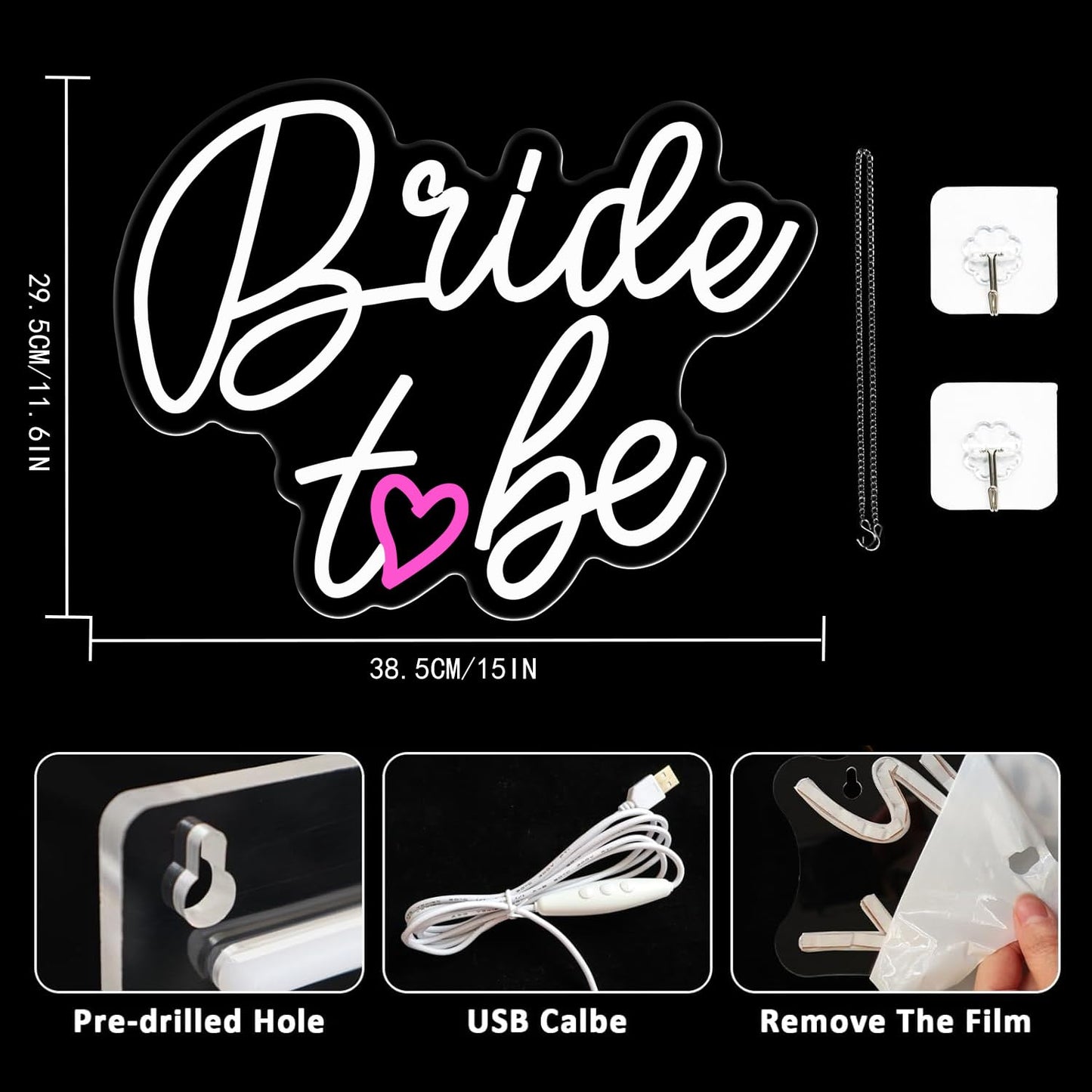 UExnkj-Y Bride to Be Neon Sign Wedding Light Signs White Led Neon Light Signs USB Dimmable Led Lights Sign for Bachelorette Engagement Party Bridal Shower