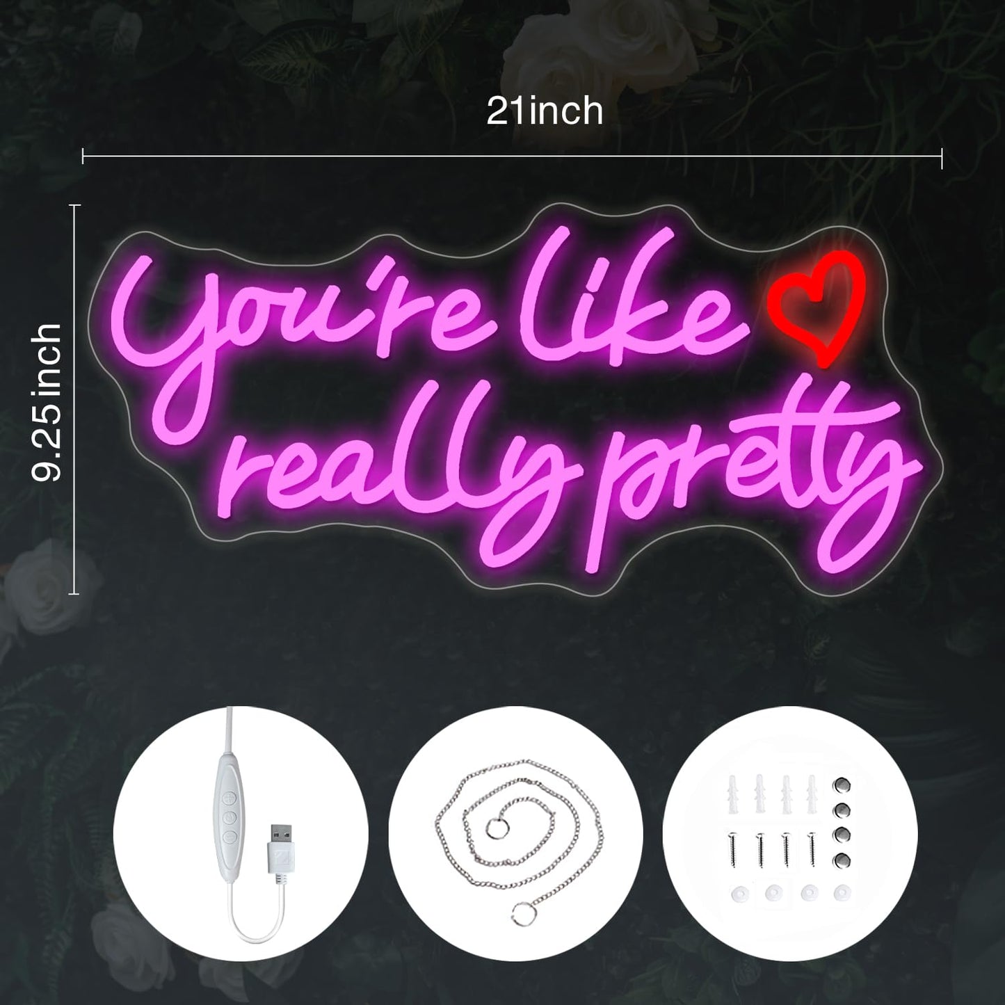 Your Like Really Pretty Neon Signs for Wall Decor, 21 * 9.25 Inches Neon Lights Light Up Sign for Bedroom, Home Decor, Birthday, Wedding,Bacelorette Party, Gift