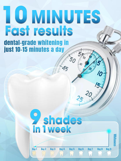 Teeth Whitening Kit with LED Light - White Sensitive Tooth 35% Carbamide Peroxide Gel Pen Dental Mouth Trays Whitener Professional Bright Brace Product System for Home Work Travel