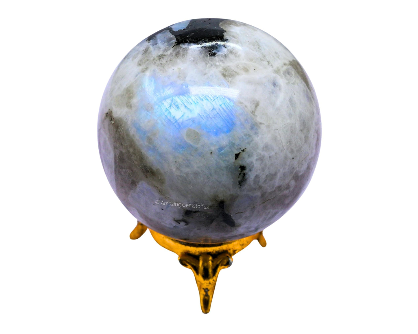 Amazing Gemstone Rainbow Moonstone Crystal Ball with Stand - 2.5 Inches Large Crystal Sphere Meditation Balls for Witchcraft and Decorative Balls