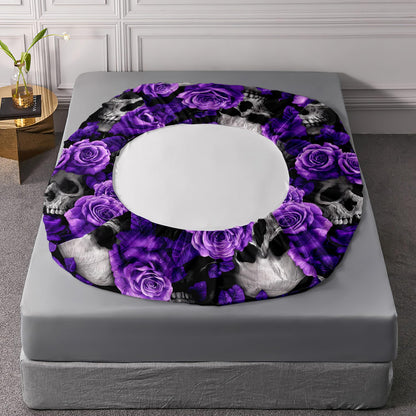HOSIMA Death Skull Fitted Sheet Full,Skull Head and Flowers Printed Gothic Bedding,Horror Themed Floral Bedding for Girls Women Halloween Room Decor,1 Fitted Sheet+2 Pillowcases.