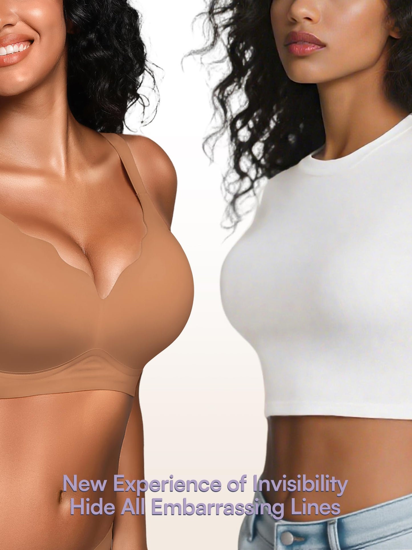 Wireless Jelly Bras for Women No Underwire with Support - S-2XL Seamless Bralettes Everyday Comfort Tshirt Padded Bra