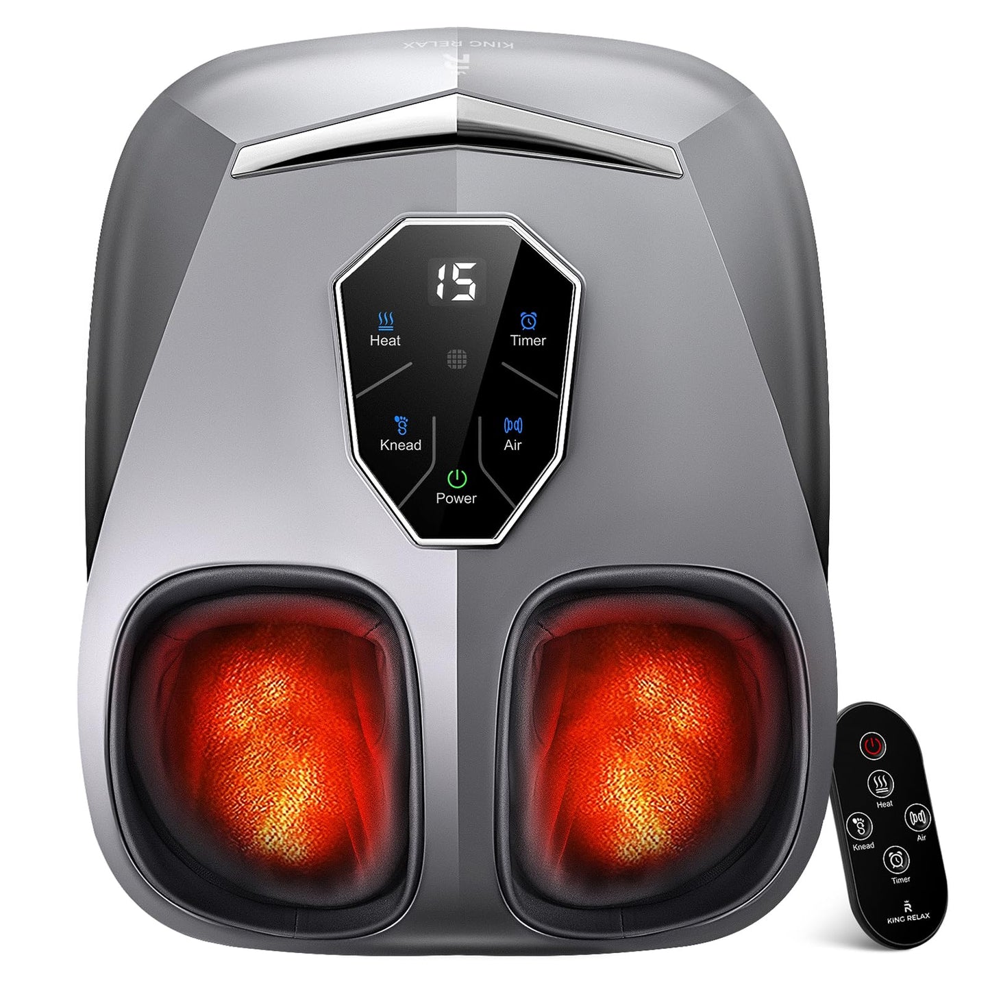 KING RELAX Shiatsu Foot Massager with Heat, 2026 Upgraded Deep Kneading & Squeeze Massage for Plantar Fasciitis, Modern Sculpted Design, Fits Up to Size 14, FSA Eligible HSA Store, Fathers Day Gift