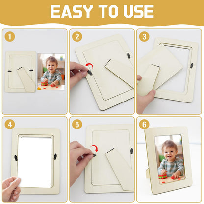 Soleeya 32 Pcs Wooden Picture Frames for Crafts, Bulk Unfinished DIY Wood Craft for 4" x 6" Photos Frame for Wedding Birthday Graduation Party Decor