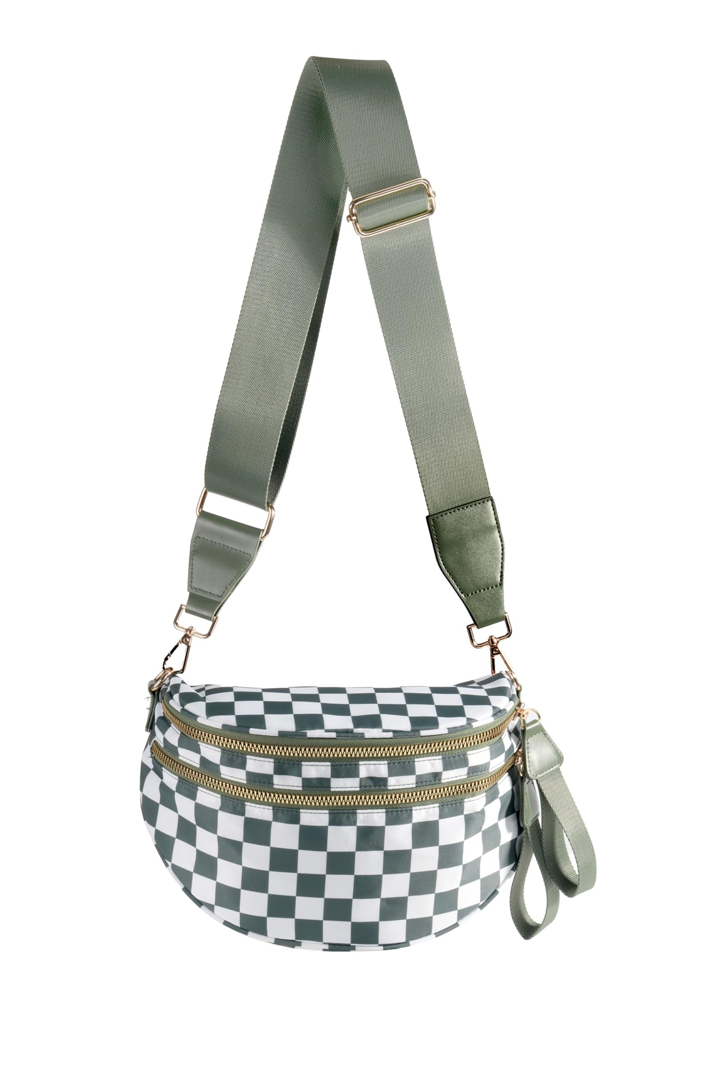 Spacious Checkered Nylon Crossbody Bag Bum Bag Checkered Handbags Wallets for Women