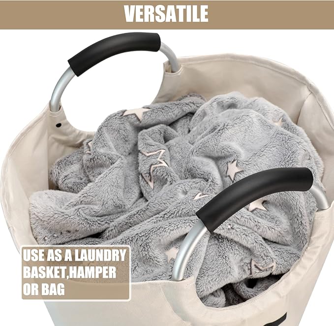 DOKEHOM 90L Large Laundry Basket, Collapsible Laundry Bag, Freestanding Tall