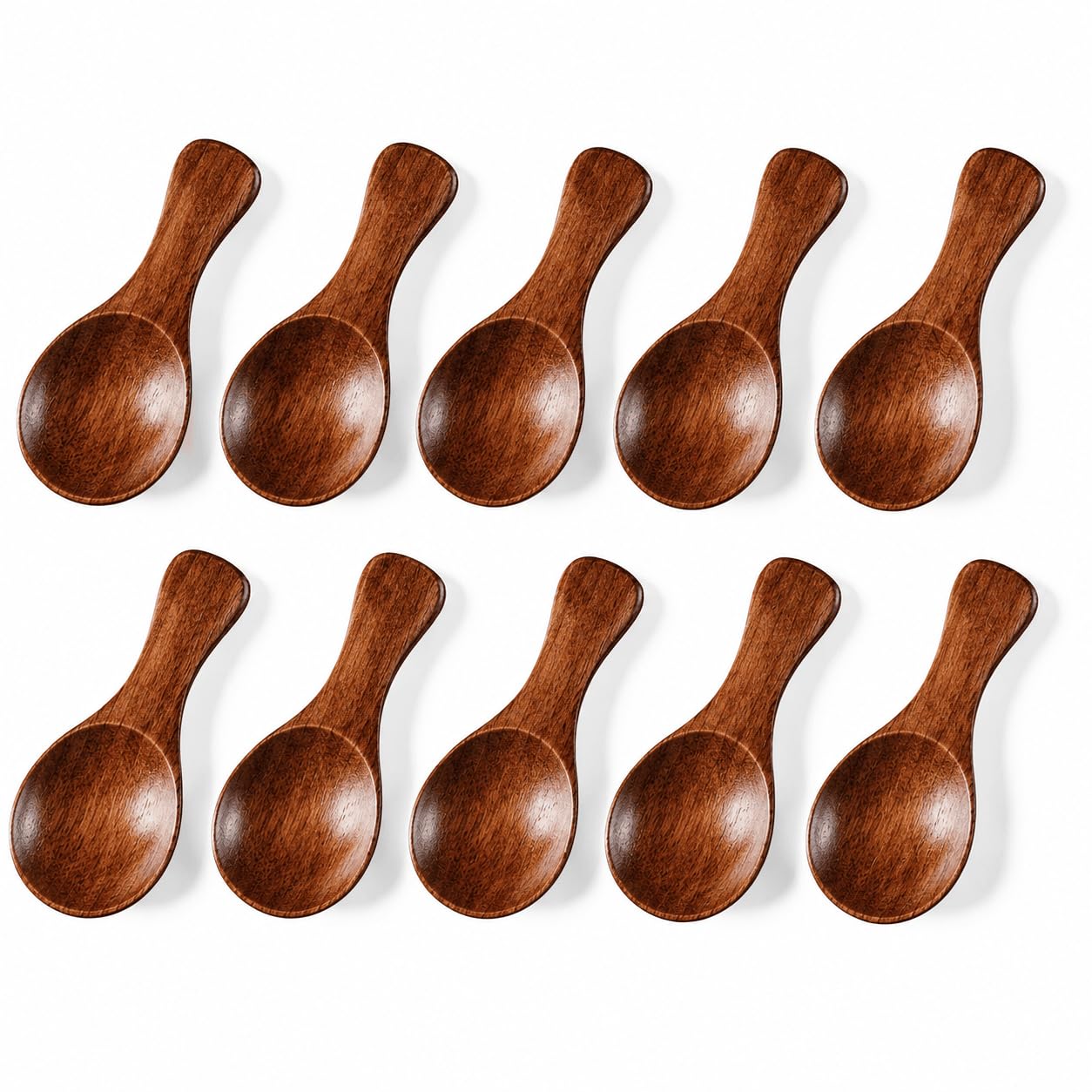 Hefild 10pcs Small Wooden Spoons, 3.2inch Small Wooden Spoons for Honey, Brown Mini Wood Teaspoons for Tiny Eating Ice Cream Jars Spice Condiments Tea Bath Salt Coffee Sugar Jam Mustard Seasoning