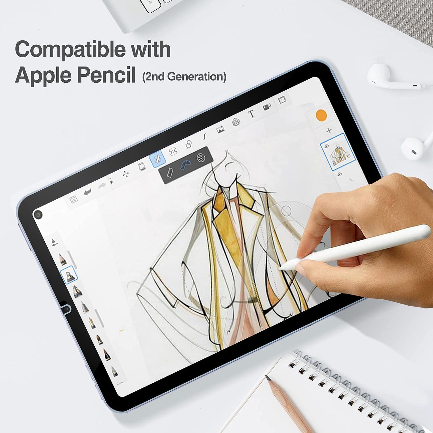 ProCase 2 Pack Screen Protector for iPad 9th 8th 7th Generation 10.2 Inch (2021/2020/2019), Tempered Glass Film for A2602 A2603 A2270 A2197 -Clear
