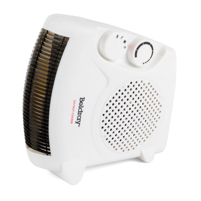 Beldray Electric Flatbed Fan Heater – Upright Heater with 2 Heat Settings and Cool Air Function, Adjustable Thermostat, Overheat Protection, Dual Position, Portable Carry Handle, 2000 W EH0569SSTK