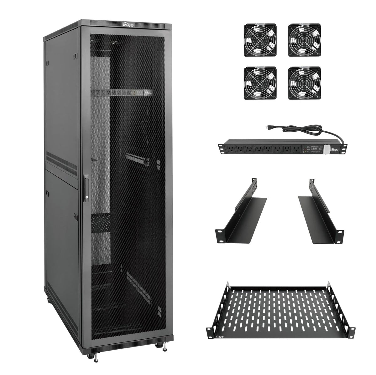 Tecmojo 42U Server Rack Network Cabinet 39.4" D x 23.6" W, Locking Data Cabinet Enclosure for 19" Server, Networking, AV & IT Equipment, Mesh Door, Black
