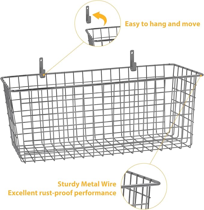 2 Sets Extra Large Hanging Wall Basket, WallmountedFruit Vegetable Toy Snack