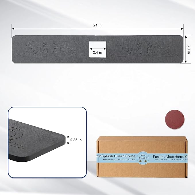 Sink Splash Guard Stone PNLLDDCN Non-Slip Diatom Mud Behind Faucet Mat