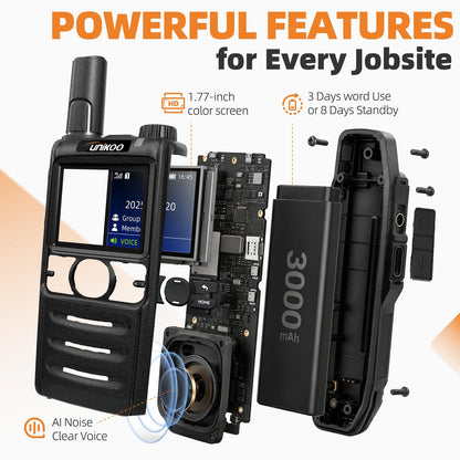 (10 Years Free Data Plan)Walkie Talkie, Rapid Nationwide Long Range, Global Unlimited Long Distance Two Way Radio, 4G LTE POC,with SIM Card for Team Management Family Logistics Security Outdoor-2 Pack