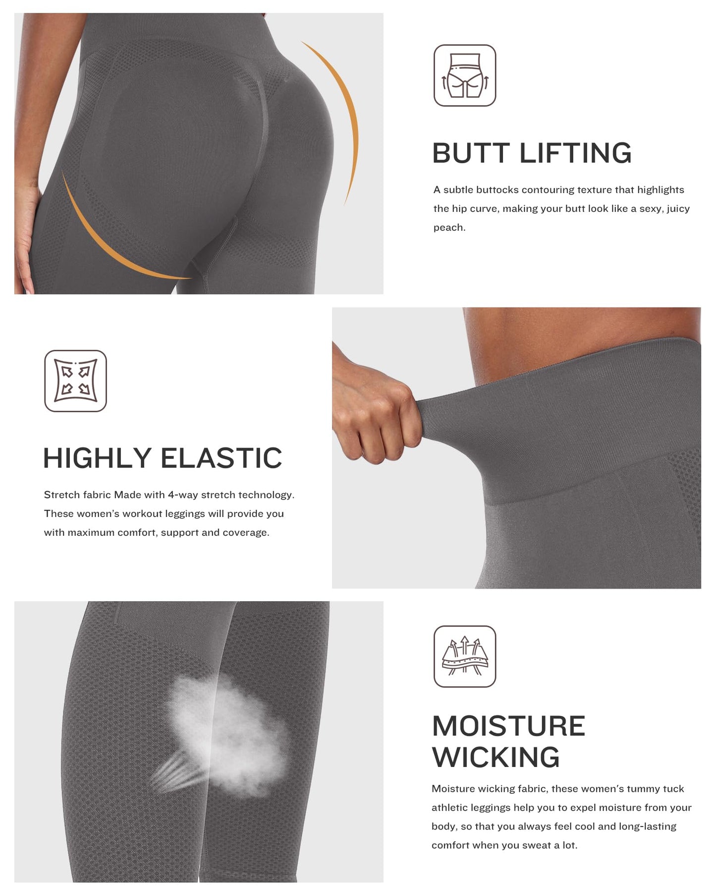 NORMOV Seamless Workout Butt Lifting Leggings - Booty Scrunch Gym Leggings for Women