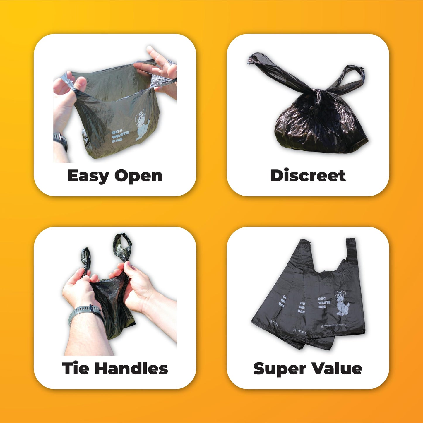 Pack of Dog Poo Bags - 500 x Dog Waste Bags - Black with Tie Handles