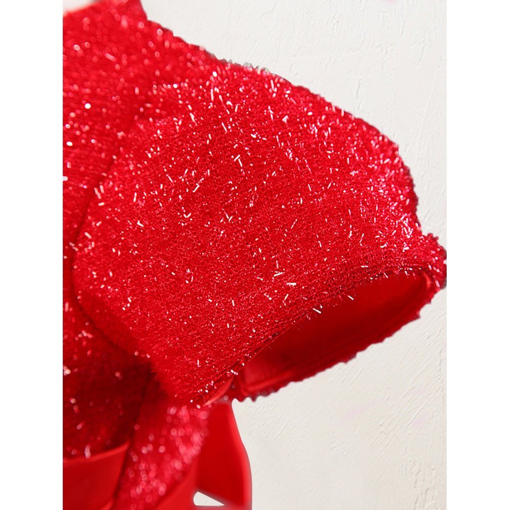 Toddler Girls Christmas Party Dress Bow Elegant Brilliant Tulle Lace Bridesmaid Wedding Dress L006_Red-3
